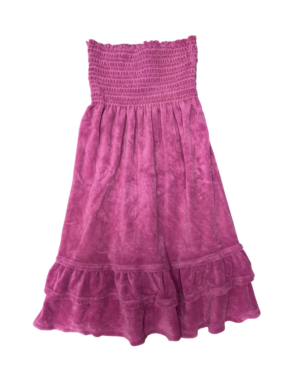 Vintage Y2K Juicy Couture Sundress Womens Medium Pink Terry Smocked Ruffle